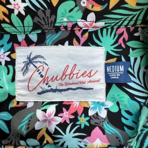 Chubbies Mens Medium Button Down Polo Tropical Toucan Colorful Bloomerang - Picture 4 of 11